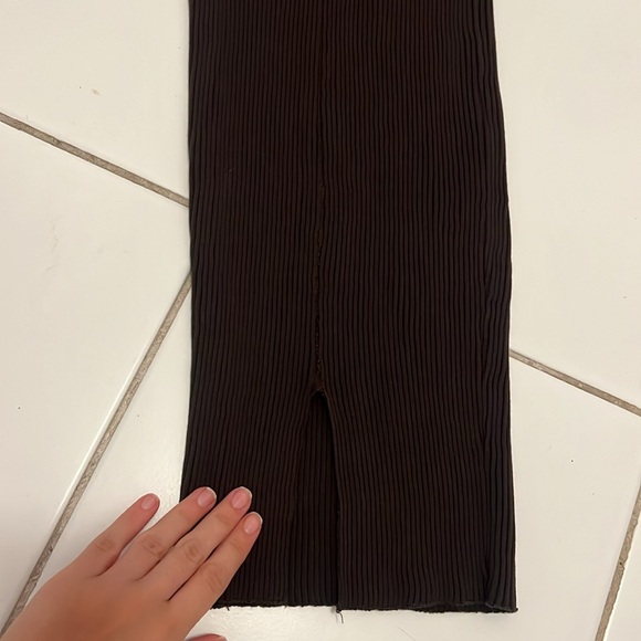 Brown ribbed midi maxi skirt - Picture 5 of 6
